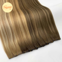 Ekstensi Rambut Super Double Drawn Berkualitas Profesional untuk Salon, Genius Weft, Rambut Virgin Silky Straight Wave Warna Terang
