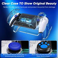 4 in 1 Hard Carrying Case untuk Aksesoris PS Portal Set untuk Playstation Portal dengan Casing Transparan 2 Pelindung Layar 4 Thumb Grips