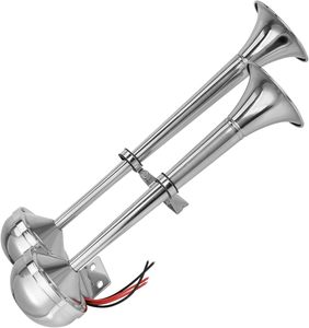 Klaxon marin 12V étanche <span class=keywords><strong>en</strong></span> acier inoxydable à double <span class=keywords><strong>trompette</strong></span> pour bateau, camion, camping-car, remorque, pick-up, fourgonnette, bus, voiture (Klaxon à double <span class=keywords><strong>trompette</strong></span>) - Product Image 5