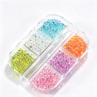 6 Grilles de Perles à Ongles Sirène Effet Bulle, Breloques pour Ongles, Tailles Mixtes, Gouttes d'Eau Colorées, Décorations Nail Art Caviar, Petites Billes Rondes pour Manucure