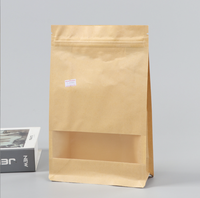 Emballage en papier kraft refermable personnalisé avec fenêtre, sachet debout, sac en papier kraft biodégradable