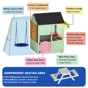 Aire de jeux pour enfants en bois, abri de <span class=keywords><strong>jardin</strong></span> imperméable <span class=keywords><strong>avec</strong></span> <span class=keywords><strong>toboggan</strong></span> - Product Image 4