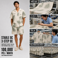 Ensemble chemise et short surdimensionné imprimé palmiers pour homme, grandes tailles, marque privée, ensemble deux pièces, fabricants de vêtements OEM
