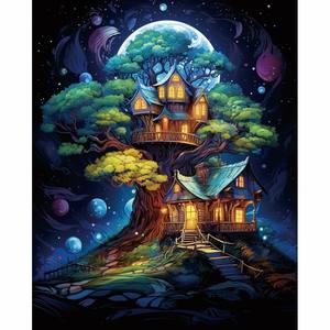 Pittura di paesaggio disegnare kit di pittura a diamante pieno DIY adulti casa sull'<span class=keywords><strong>albero</strong></span> magico diamante pittore parete di casa arte decorazione regalo - Product Image 3