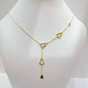 Collier cubain de luxe en argent 925 plaqué or 18 carats avec perles et papillon, forme Y, long, pour femme, prix usine - Product Image 2