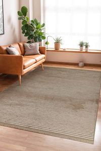 Luna Mink Striped Chenille Rug 7mm Washable <b>Non</b> <b>Slip</b> Polyester Cotton Eco Friendly PET Friendly Home <b>Floor</b> Modern Living Room - Product Image 5
