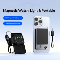 Batterie externe magnétique ultra-mince en alliage d'aluminium 3-en-1 avec charge rapide sans fil 20W, affichage LED, grande capacité et cordon portable