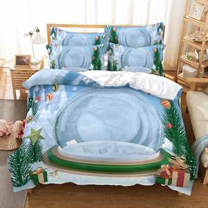 Juego de <span class=keywords><strong>cama</strong></span> con diseño de copos de nieve y muñeco de nieve para niños, Sábana de edredón, cofre de nieve, temporada de invierno - Product Image 5