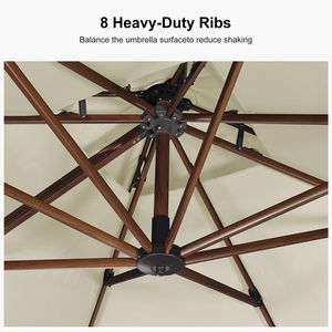 Rivestimento in legno classico grande doppio quadrato esterno parasole da giardino antivento a doppio baldacchino resistente ombrellone romano a sbalzo - Product Image 3