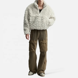 <span class=keywords><strong>Felpa</strong></span> da uomo personalizzata all'ingrosso con mezza zip, in pile <span class=keywords><strong>Teddy</strong></span>, collo alto, pesante, invernale, di lusso, taglio corto e vestibilità ampia - Product Image 3