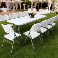 Tables en plastique en gros, rectangulaires, 6 pieds et chaises pour événements festifs, diamètres de 70 cm