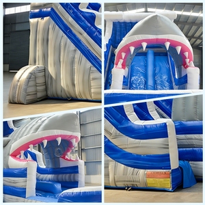 Toboggan aquatique gonflable Premium Shark avec deux piscines à jets d'eau pour le plaisir en extérieur et l'utilisation commerciale - Toboggan aquatique Shark - Product Image 4