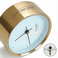 Horloge de bureau silencieuse en acier inoxydable avec logo personnalisé, usinée par CNC et EDM, pour cadeaux d'entreprise