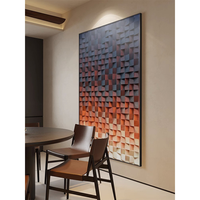 Décoration de porche d'hôtel grande mosaïque géométrique abstraite panneau sculpté en bois 3D fait à la main art mural décor en relief peinture