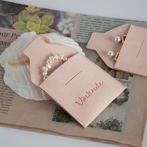 New Design High Quality Luxury <b>Thick</b> Microfiber Bag <b>Ring</b> Necklace Earrings Gift Packaging Jewelry Pouch with Custom Deboss Logo - Product Image 3