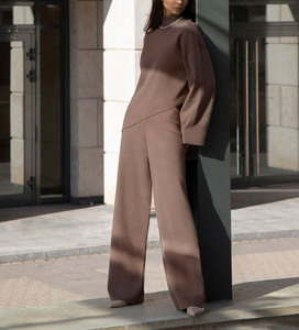 Set Due Pezzi da <span class=keywords><strong>Donna</strong></span> Autunnale: Maglione a Collo Tondo a Maniche Lunghe e <span class=keywords><strong>Pantaloni</strong></span> in Maglia, Stile Streetwear, Fodera in Cotone, 50% <span class=keywords><strong>Viscosa</strong></span> - Product Image 5