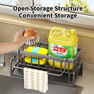 <span class=keywords><strong>Fregadero</strong></span> de cocina Caddy organizador a prueba de herrumbre plato dispensador de jabón auto drenaje bandeja portaescobillas almacenamiento - Product Image 2
