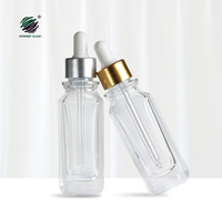 Flacon compte-gouttes cosmétique en verre transparent de luxe de 50ml emballage de visage carré unique pour l'utilisation de crème d'huile essentielle de sérum avec col à vis