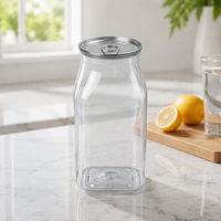 EN STOCK – Nouveau style – Bouteille transparente en PET de 500 ml (16 oz) avec couvercle à anneau facile à ouvrir pour boissons gazeuses et café