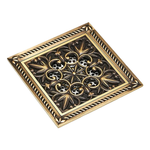 811527 phòng tắm cổ 6 inch vuông cống sàn lọc với bẫy Euro Brass nghệ thuật chạm khắc Lọc cống sàn chống mùi - Product Image 1