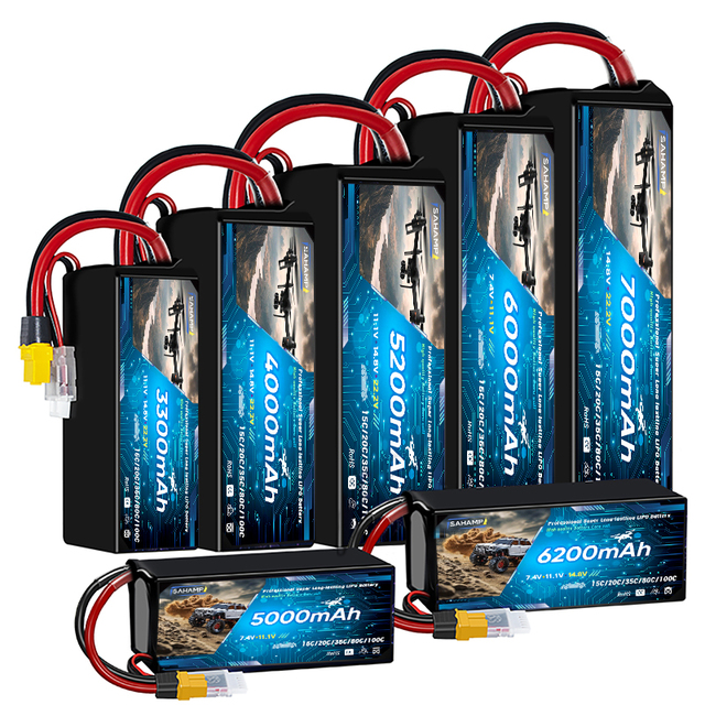 SAHAMP FPV Drone Battery 6S 22.8V 4000/5000/6000/6500/8000/9000/10000mAh 100C HV Solid State 400-450mm X8 7/10/13/15inch 2000