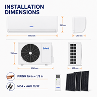 Climatiseur solaire domestique 36000 BTU hybride double alimentation DC Inverter mural froid/chaud 80-380V AC 110-240V IP65 R32