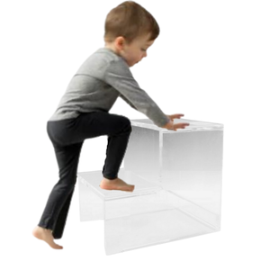 Escabeau solide et épais à 2 marches en acrylique transparent pour les tout-petits et les enfants Tabouret moderne en lucite pour placard - Product Image 1