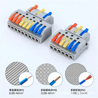 Bloc de jonction électrique multi-prises 3 entrées 6 sorties KV436 en cuivre et nylon avec levier de serrage rapide pour câbles