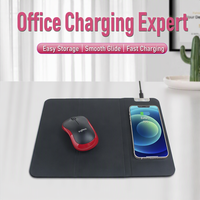 Tapis de souris en cuir PU à triple pliage avec chargeur sans fil, chargeur sans fil portable pliable 3 en 1 pour bureau, ordinateur portable, bureau