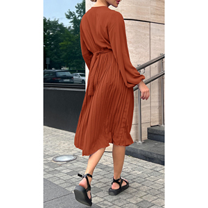 Nouvelle <span class=keywords><strong>Robe</strong></span> d'été personnalisée pour <span class=keywords><strong>femme</strong></span>, sexy, à manches bouffantes, col en V croisé, décontractée, élégante, florale, moulante, pour bal de promo - Product Image 5