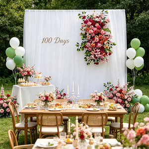 Arco Floral en Cascada Romántico y Cálido de Dos Piezas, Flor Artificial para Fiesta de Compromiso, Despedida de Soltera, Fondo para Fotomatón - Product Image 4
