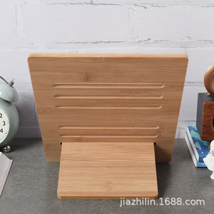 Bamboo <b>Tablet</b> <b>Stand</b> Adjustable Wood Bookshelf For Home Use Natural Color - Product Image 1