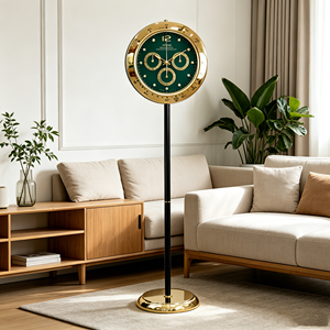 Reloj de Cuarzo de Lujo con Marco Dorado, Esfera Verde Esmeralda, Silencioso, Decorativo, Estilo <span class=keywords><strong>Abuelo</strong></span>, Vintage, Antiguo, para Sala de Estar - Product Image 4
