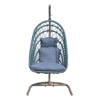 Fauteuil suspendu d'extérieur en acier tressé en corde, pliable et plat, pour jardin et patio