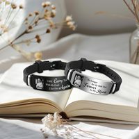 Bracelet en acier inoxydable et silicone gravé photo à haute réduction - Cadeau commémoratif personnalisé - Image et texte gravés au laser