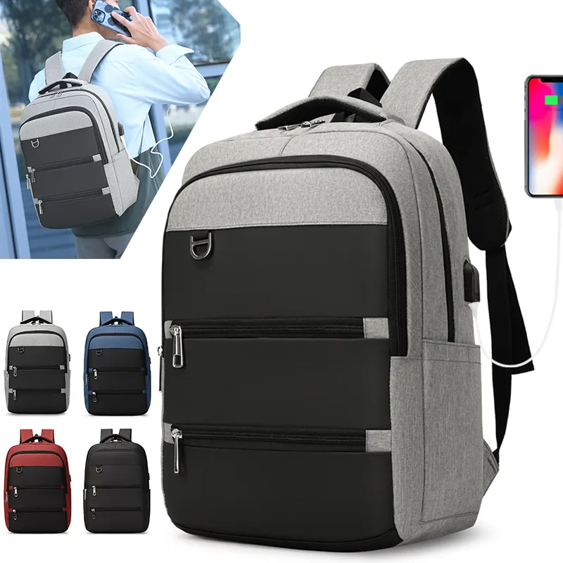 15.6 laptop computer business backpack with usb cable charging port computer compartment women student schoolbag for salon