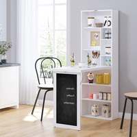Table pliante convertible avec tableau noir et étagères latérales meuble de rangement multifonction pour le salon