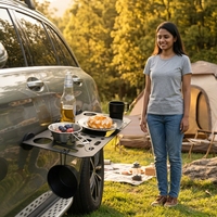 Table de camping pour van, bureau de voyage extérieur, table latérale de voiture, fixation magnétique, légère, portable, pliable, pour SUV et camping-car