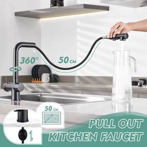 Factory Cheap Price Modern Single Black Deck <b>Mount</b> 304 Stainless Pull Kitchen Sink Faucet Mixer Tap Ceramic Steel Sprayer - Product Image 3