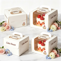 Boîte à gâteau personnalisée imprimée avec motif fraise, boîte de transport pour gâteau, boîte d'emballage pour gâteau d'anniversaire avec poignée, boîte en papier kraft
