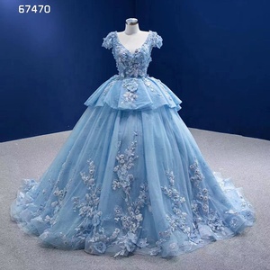 Robes de luxe pour femmes Rsm67470, robe de bal bleue de haute qualité, dentelle brodée, robe de soirée - Product Image 1