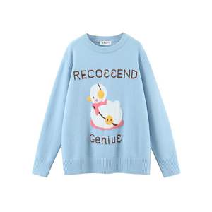 แฮปปี้ฮัทเสื้อสเวตเตอร์ลายการ์ตูนสำหรับผู้หญิงไซส์ใหญ่ คอกลม ถักหลวม แขนยาว ชั้นในหนา อุ่นสบาย - Product Image 3