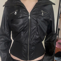 Veste de moto en cuir PU pour femme, col montant, courte, zippée, coupe-vent, en similicuir, pour l'automne et l'hiver