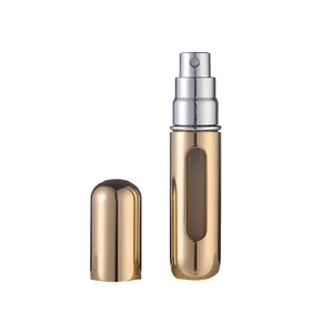 Botol Semprot Parfum Portabel 5Ml, Wadah Kosmetik Kosong Botol Kaca Aluminium Isi Ulang Saku Mini Portabel