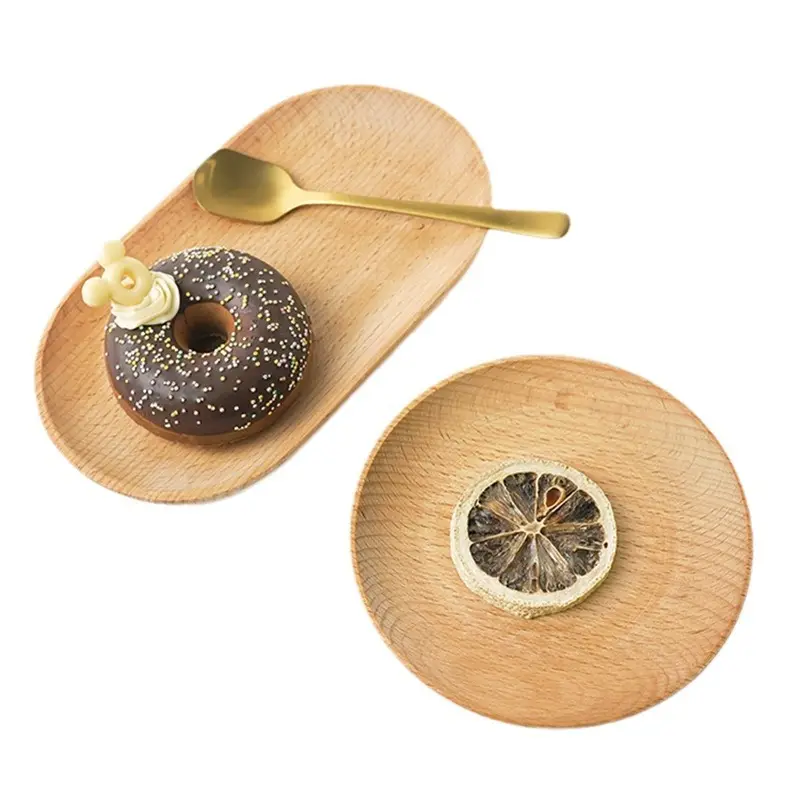 Hình bầu dục bánh thực phẩm trà Set Máy chủ món ăn tùy chỉnh ban đầu bằng gỗ phục vụ khay gỗ phục vụ khay