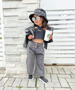 Gran oferta, conjuntos de ropa informal para niñas, traje de dos piezas de verano en patrón sólido, pantalones vaqueros de moda para niñas, talla 5T - Product Image 5