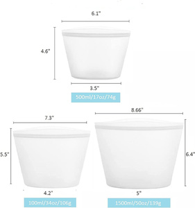 Ensemble de sacs de conservation alimentaire en silicone réutilisables, transparents, étanches, sans BPA, de qualité congélateur, portables pour les voyages - Product Image 6
