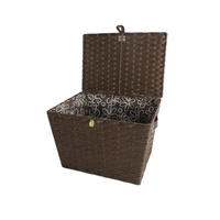 Panier de rangement rectangulaire tressé avec couvercle pour organiser les collations, les jouets et les objets décoratifs