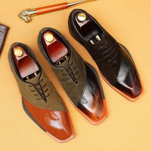 Chaussures habillées de luxe élégantes pour hommes en cuir véritable et daim bicolore, style Oxford, légères, idéales pour les affaires et les mariages - Product Image 6
