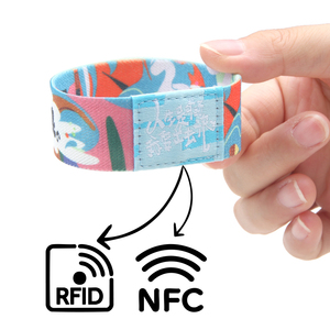 Pulsera Inteligente NFC de Tela Elástica de Poliéster Personalizada, Chip NTAG213 de 13.56MHz, Tarjeta RFID Multiusos Portátil para Pagos - Product Image 1